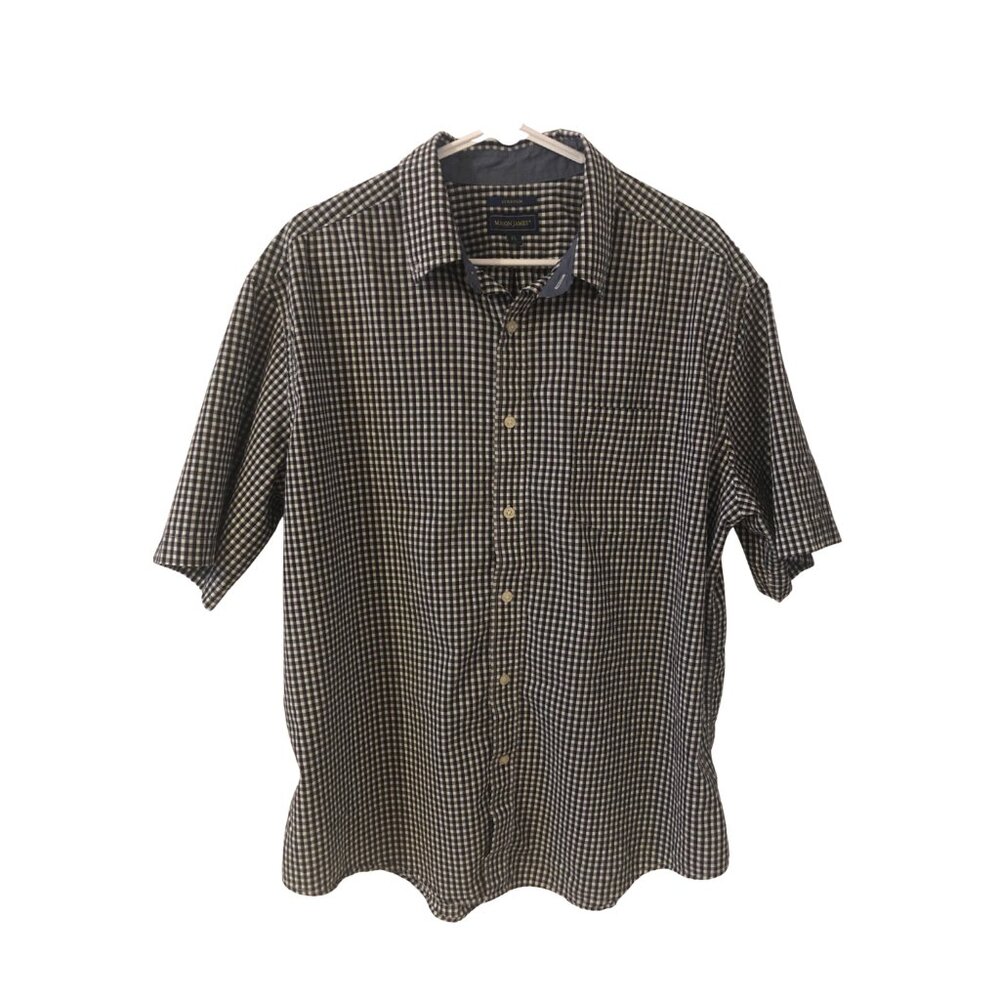Black White Gingham Button Down Short Sleeve Shirt Mason James size XL